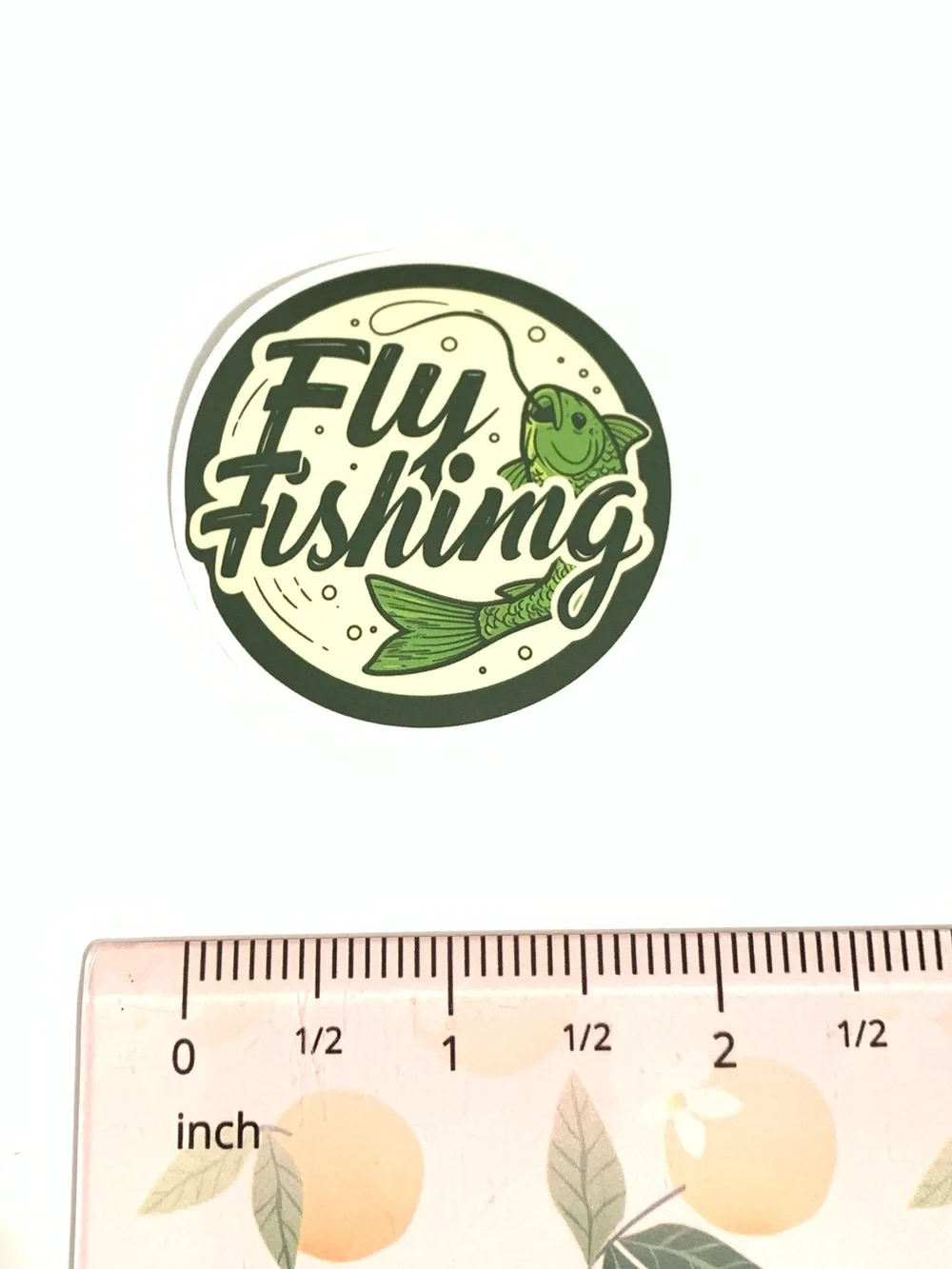Green Fly Fishing Round Sticker